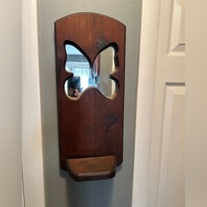 Wood Butterfly Mirror Wall Sconce - Brown